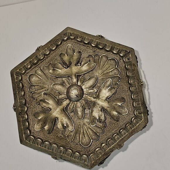 Baroque Ornate Jewelry Box Silver  Trinket Storage Holder For Keys/Change  Decor - Picture 3 of 12